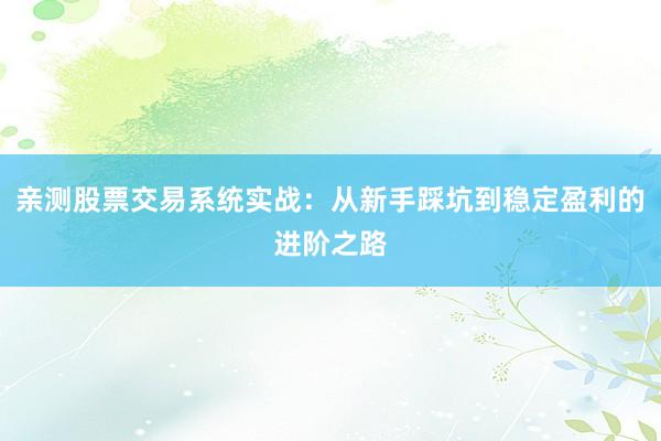 亲测股票交易系统实战：从新手踩坑到稳定盈利的进阶之路