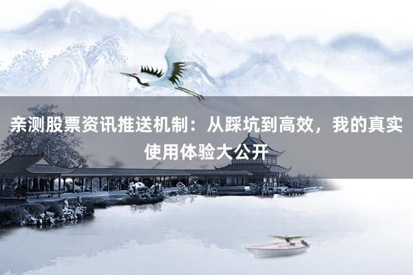 亲测股票资讯推送机制：从踩坑到高效，我的真实使用体验大公开