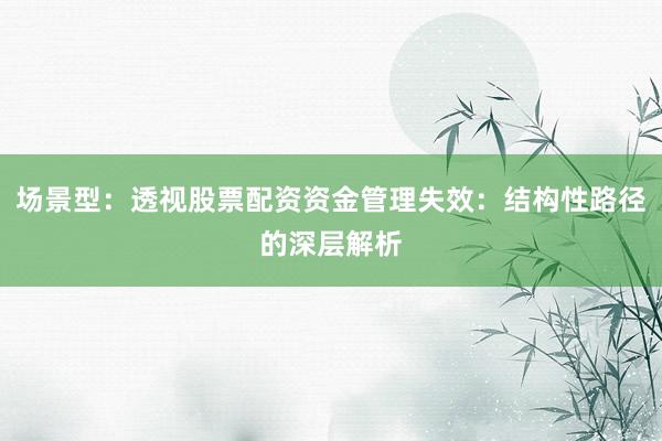 场景型：透视股票配资资金管理失效：结构性路径的深层解析