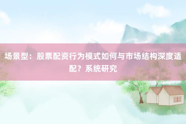 场景型：股票配资行为模式如何与市场结构深度适配？系统研究