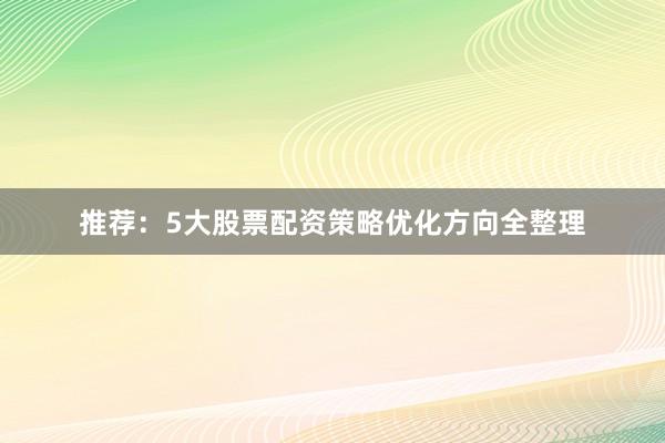 推荐：5大股票配资策略优化方向全整理